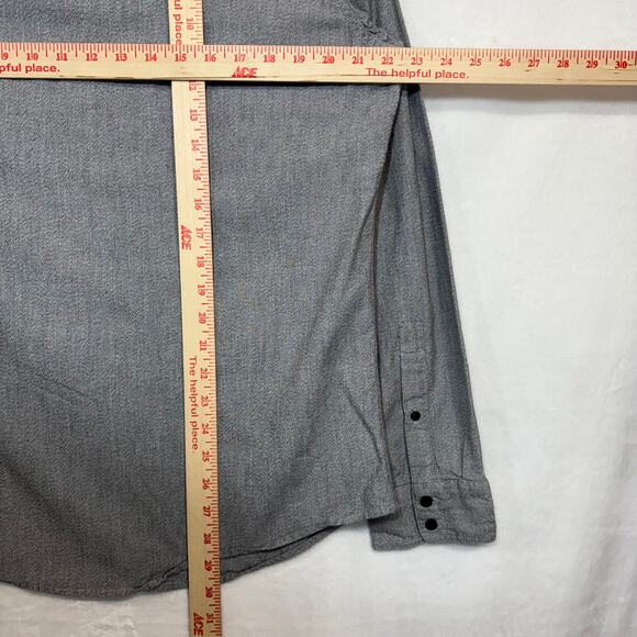 Rock & Republic Large Buttoned Heather Gray Dress Shirt Pocket Streetwear Sleek - Picture 6 of 10